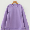  Ribbed Exposed Seam Detail Drop Shoulder Baggy Pullover |  S-XL