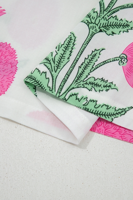 Floral  Print Scallop Trim Blouse | S-XL