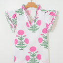  Floral  Print Scallop Trim Blouse | S-XL