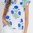  Floral  Print Scallop Trim Blouse | S-XL