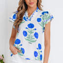  Floral  Print Scallop Trim Blouse | S-XL