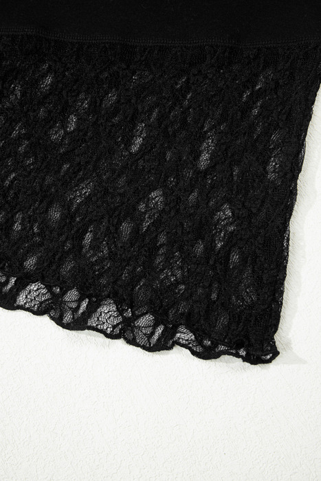 Asymmetric Panels Sheer Floral Lace Top | S-XL