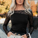  Asymmetric Panels Sheer Floral Lace Top | S-XL