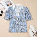  Flora Stripe Polo Blouse | S-XL