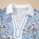  Flora Stripe Polo Blouse | S-XL