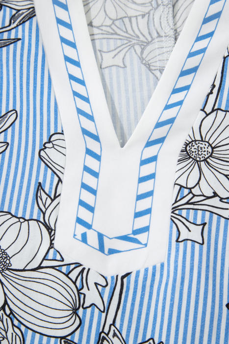 Flora Stripe Polo Blouse | S-XL