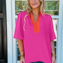  Split Tone Wide-Sleeve Blouse | S-XL