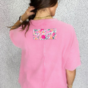  Oversize Floral Patched Raw Seam Big Flower Top | S-XL