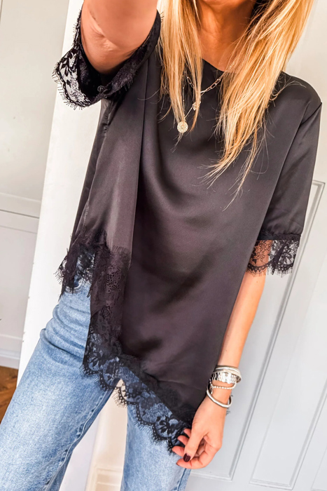 Luxe Asym Lace Satin Top | S-XL