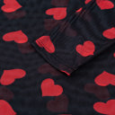  Valentines Heart Printed Sheer Mesh Long Sleeve Top | S-XL