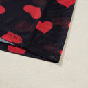  Valentines Heart Printed Sheer Mesh Long Sleeve Top | S-XL