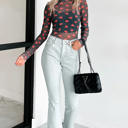  Valentines Heart Printed Sheer Mesh Long Sleeve Top | S-XL