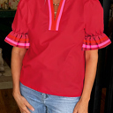  Flame Stripe Ruffle Blouse | S-XL