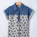  Gorgeous Retro Garden Denim Patchwork Buttoned Collar | S-XL