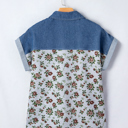  Gorgeous Retro Garden Denim Patchwork Buttoned Collar | S-XL