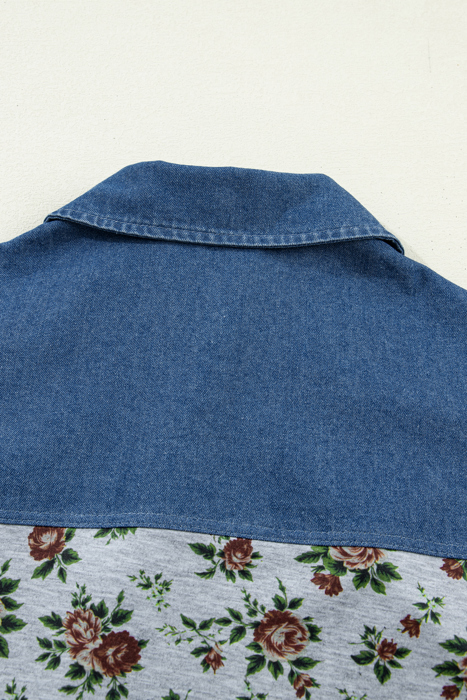 Gorgeous Retro Garden Denim Patchwork Buttoned Collar | S-XL
