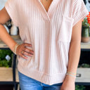  Sunny Day Collared Ribbed Pocket Top | S-XL