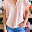  Sunny Day Collared Ribbed Pocket Top | S-XL