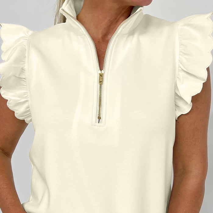 Luxe Zip & Ruffle Blouse | S-XL