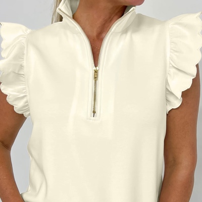 Luxe Zip & Ruffle Blouse | S-XL