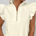  Luxe Zip & Ruffle Blouse | S-XL