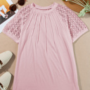  Seamed Detail Contrast Lace Raglan Sleeve Top | S-XL