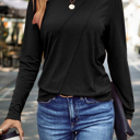 Small Black Autumn Asym Long Sleeve Top | S-2XL