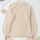  Knit Lettuce Trim High Neck Long Sleeve Top | S -2XL