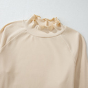  Knit Lettuce Trim High Neck Long Sleeve Top | S -2XL