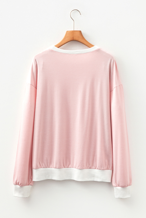 Stripe Contrast Edge Patchwork Long Sleeve Top | S-XL