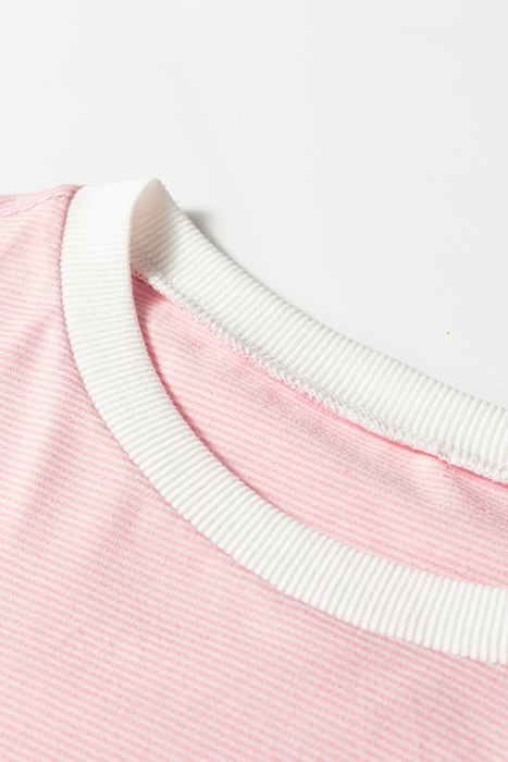 Stripe Contrast Edge Patchwork Long Sleeve Top | S-XL