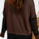  Sheer Lace Patchwork Casual Long Sleeve Tee | S- XL
