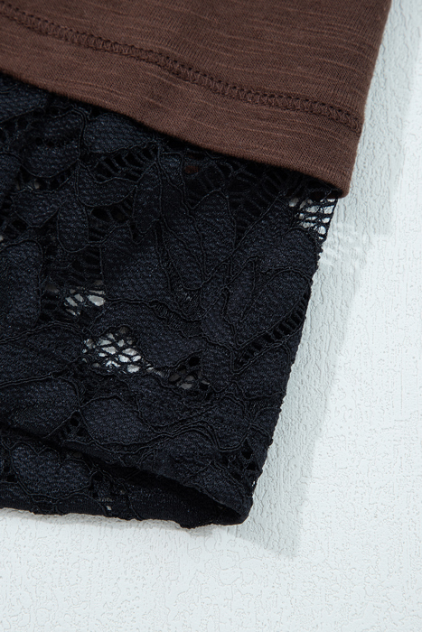 Sheer Lace Patchwork Casual Long Sleeve Tee | S- XL
