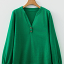  MY DREAM LIFE | Button V Neck Long Sleeve Top | S-XL