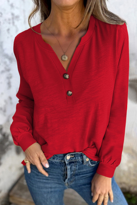 MY DREAM LIFE | Button V Neck Long Sleeve Top | S-XL