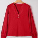  MY DREAM LIFE | Button V Neck Long Sleeve Top | S-XL