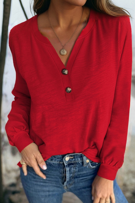 MY DREAM LIFE | Button V Neck Long Sleeve Top | S-XL