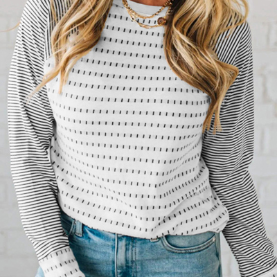 MY DREAM LIFE | Easy Patchwork Stripe Raglan Top | S-XL