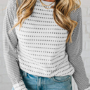 Small Black MY DREAM LIFE | Stripe Raglan Patchwork Long Sleeve Top | S-XL