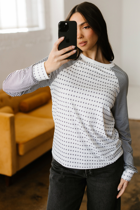 Spring Easy Patchwork Stripe Raglan Top | S-XL