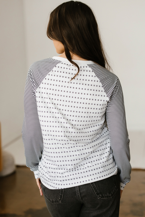 Spring Easy Patchwork Stripe Raglan Top | S-XL