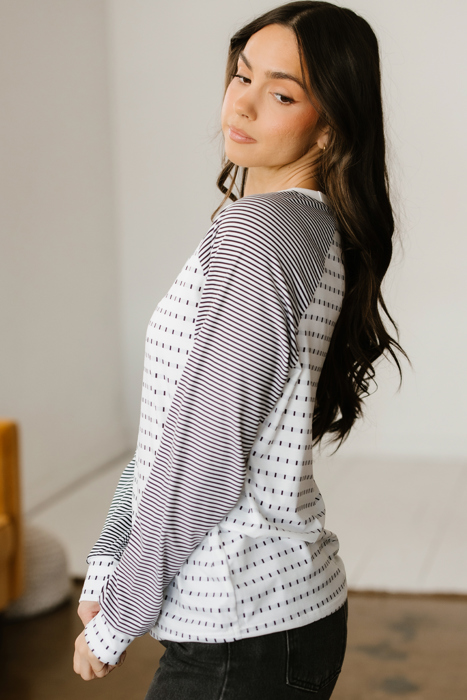 Spring Easy Patchwork Stripe Raglan Top | S-XL
