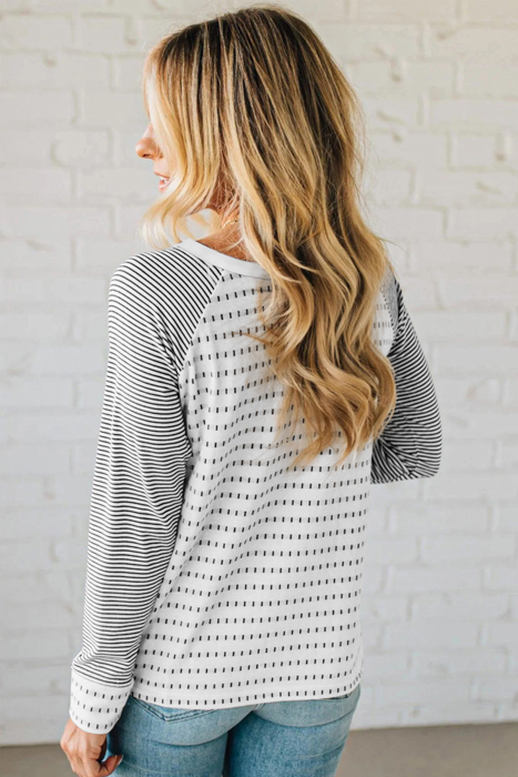 MY DREAM LIFE | Stripe Raglan Patchwork Long Sleeve Top | S-XL