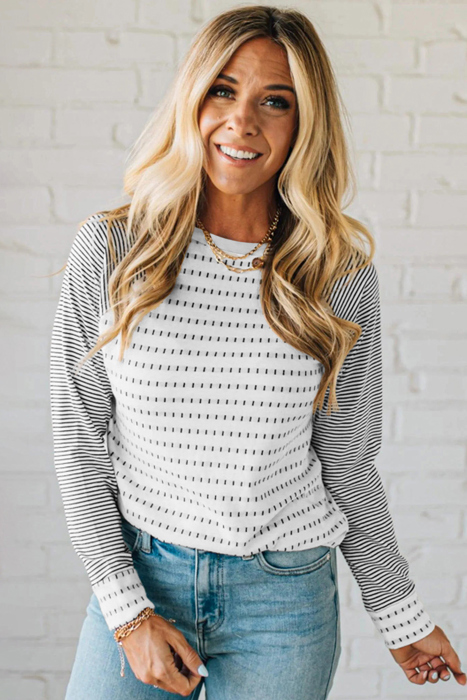 MY DREAM LIFE | Stripe Raglan Patchwork Long Sleeve Top | S-XL