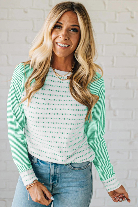 Spring Easy Patchwork Stripe Raglan Top | S-XL