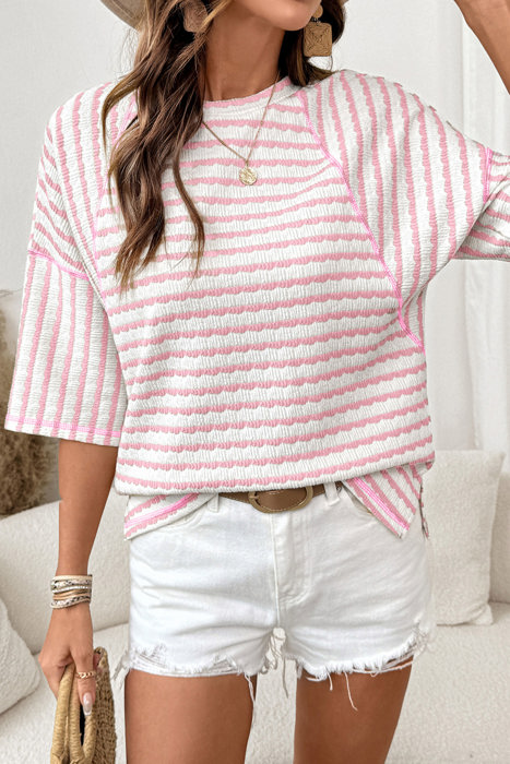 Fresh Days Stripe Half-Sleeve Top | S-XL