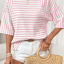  Fresh Days Stripe Half-Sleeve Top | S-XL