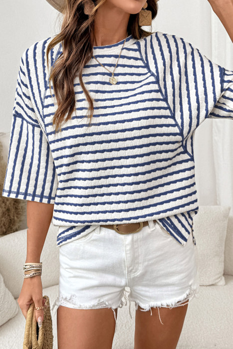 Fresh Days Stripe Half-Sleeve Top | S-XL