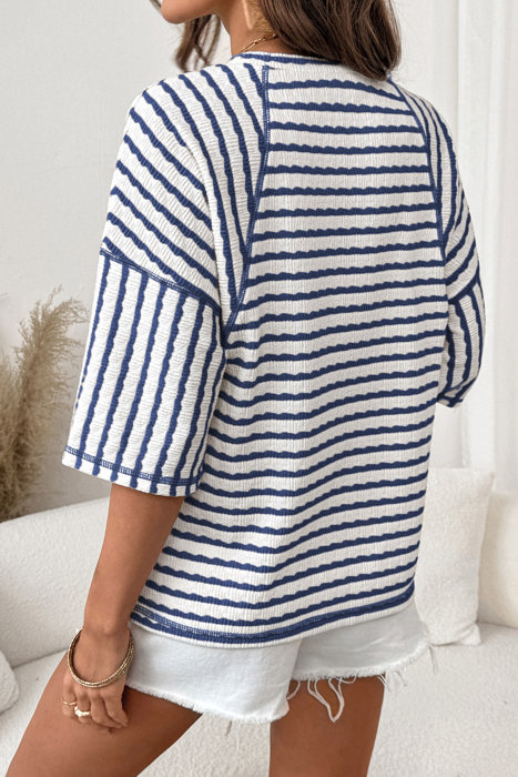 Fresh Days Stripe Half-Sleeve Top | S-XL