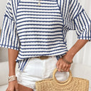  Fresh Days Stripe Half-Sleeve Top | S-XL